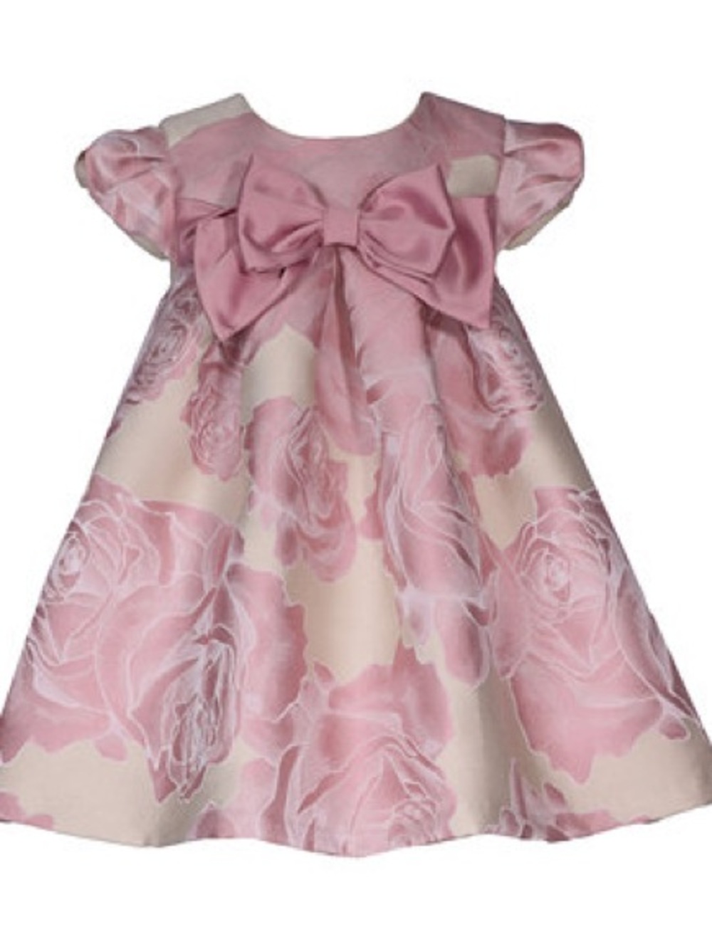 Bonnie Baby Girls' Trapeze with Bow Short-Sleeve Dress 18M
